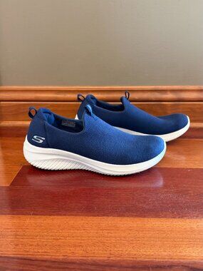 Skechers Women's Navy Ultra Flex Soft Classic Memory Foam Slip On Shoe, Size 10